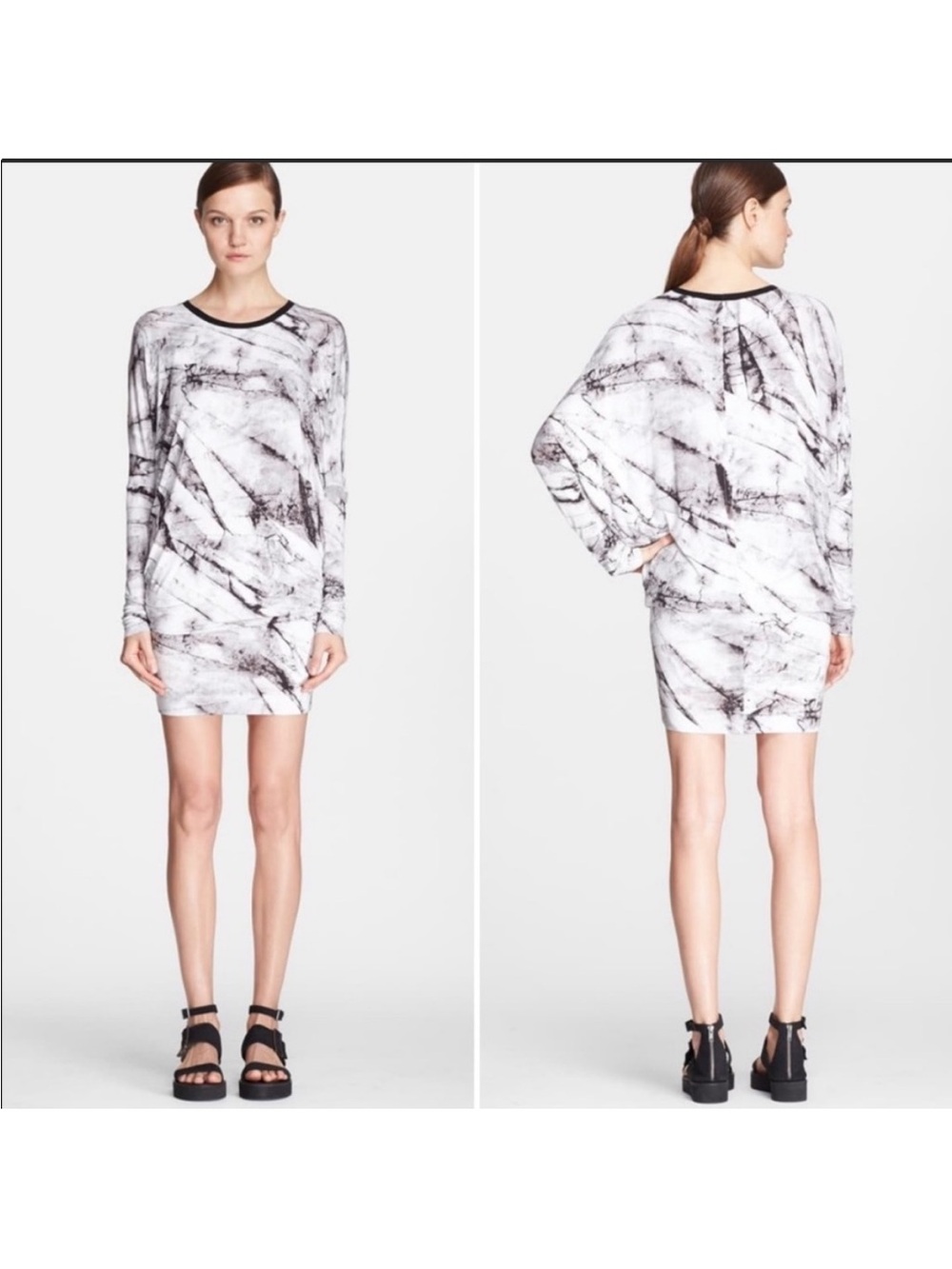 Helmut Lang Terrene Marble Print Mini Dress Size Medium
